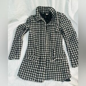 H&M Black and White Checkered Coat